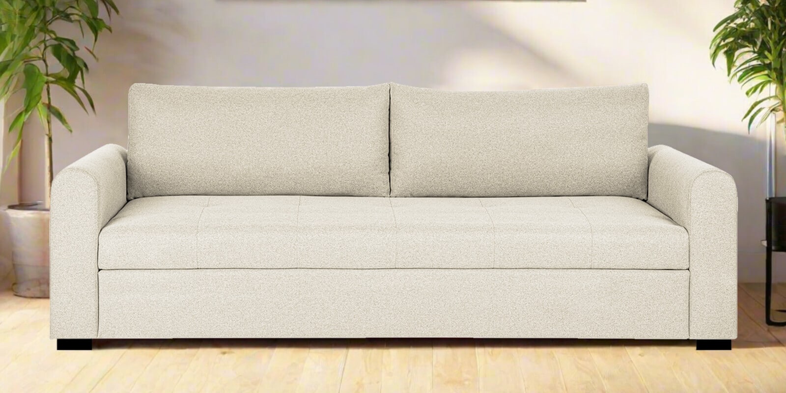 Sigma Fabric 3 Seater Sofa In Ivory Cream Colour