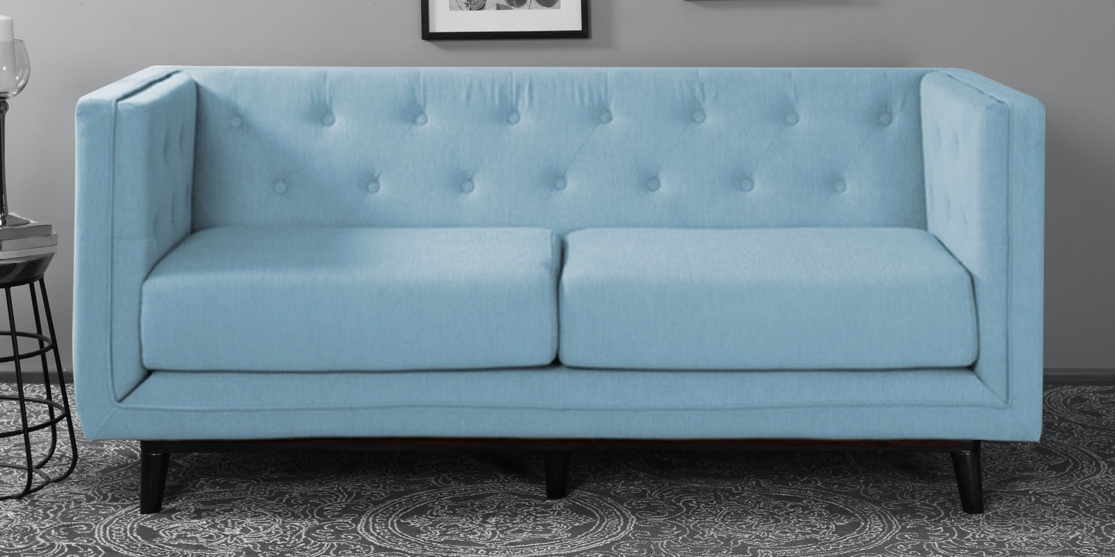 Fermin Fabric 3 Seater Sofa In Ice Blue Colour
