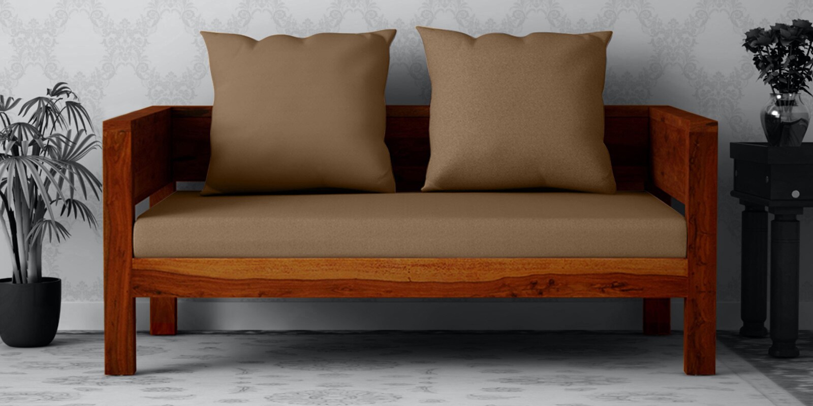Buy Siramika Solid Wood 2 Seater Sofa In Honey Oak Finish By Mudramark