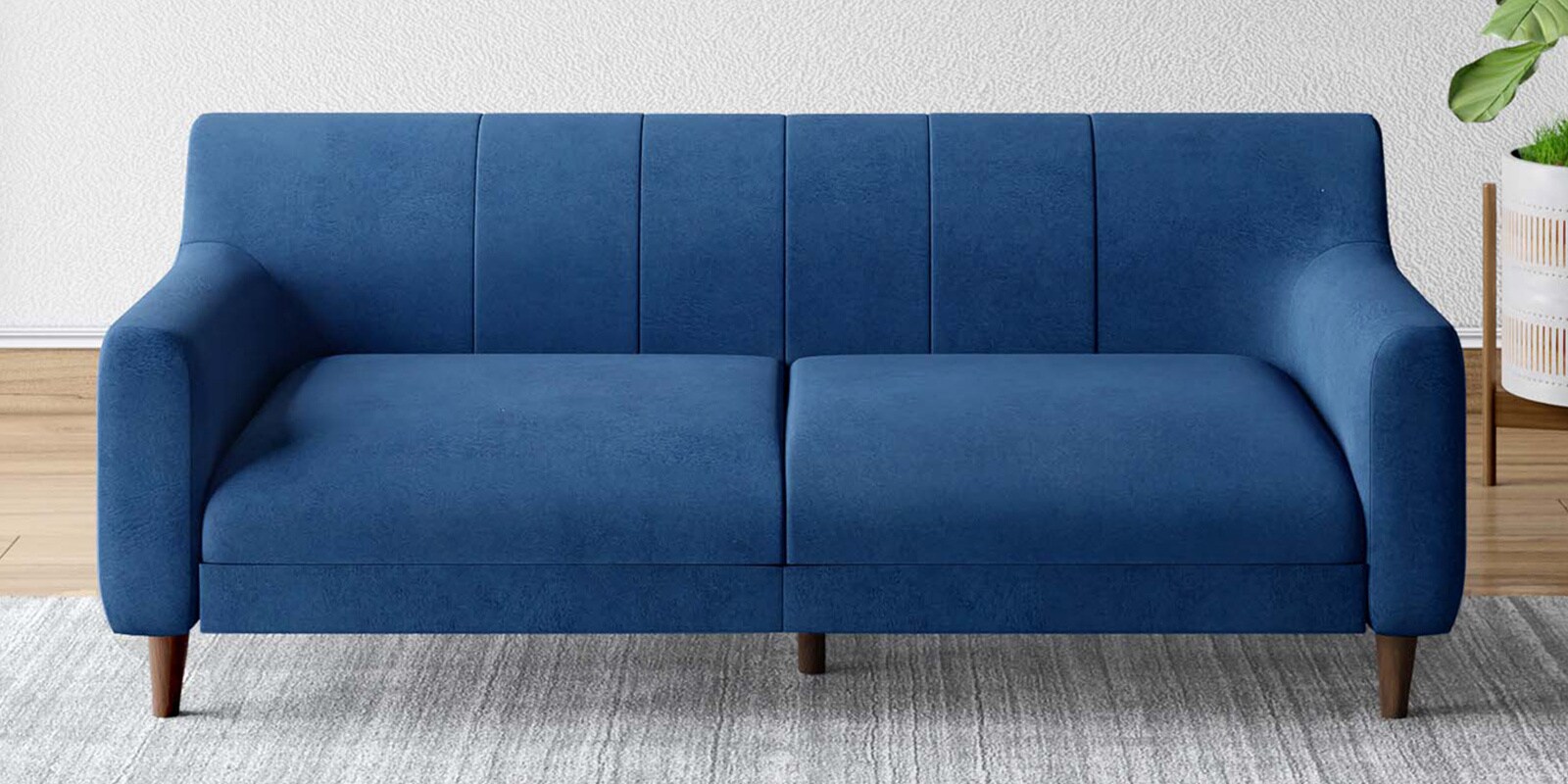 Buy Sitso Fabric 3 Seater Sofa In Blue Colour at 17 OFF by Godrej