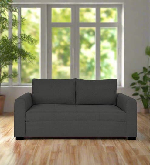 Sigma Fabric 2 Seater Sofa In Charcoal Grey Colour