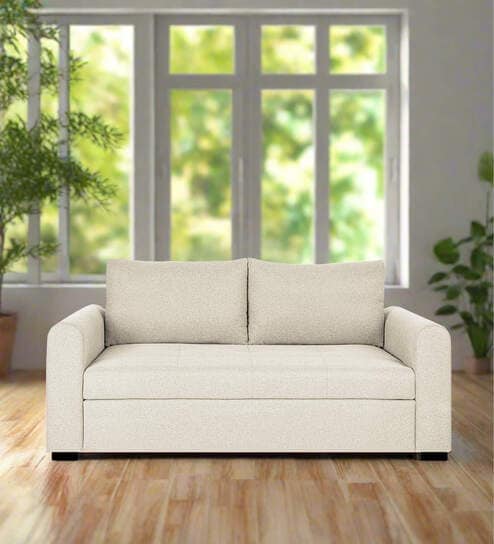Sigma Fabric 2 Seater Sofa In Ivory Cream Colour