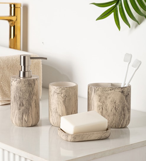 Smoky Brown Signature 4-Piece Bathroom Organizer Set
