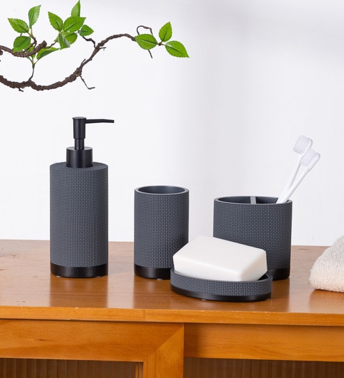 Charcoal Signature 4-Piece Bathroom Organizer Set