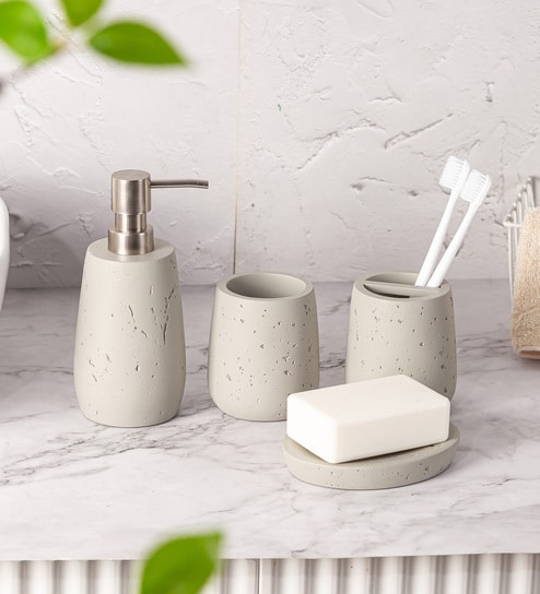 Mouse Grey Signature 4-Piece Bathroom Organizer Set