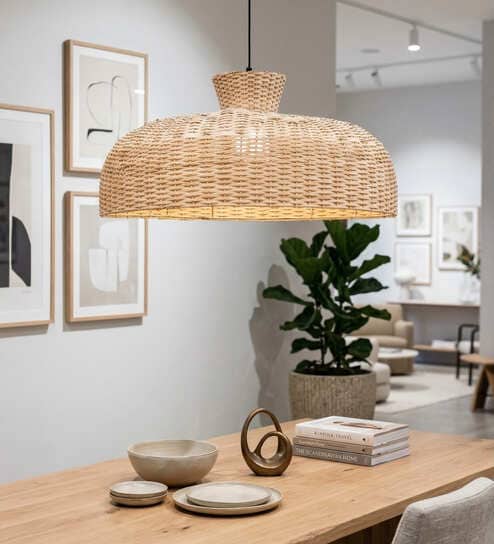 Sihadi Handcrafted Rattan/Wicker Pendant Lamp Hanging Light for Living Room Dining Room Natural