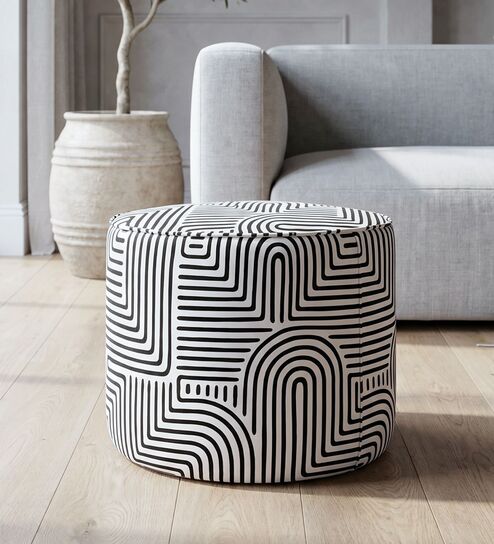  Regent Urban Maze Geometric Pattern Polyester Fabric Ottoman 