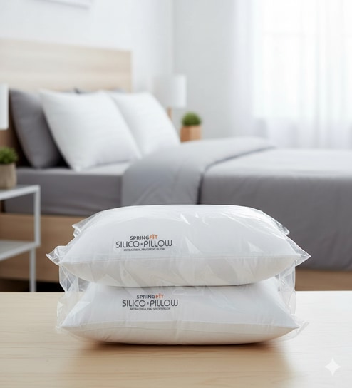 Silico 17 x 27 Inch Microfibre Sleeping Pillow (Pack of 2)