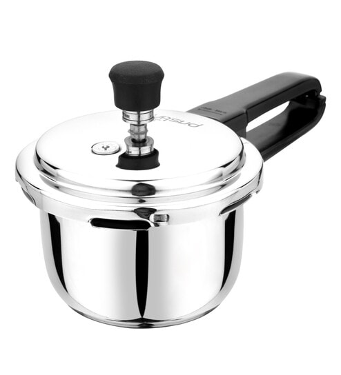 Induction Base Aluminum Pressure Cooker 2 Litres - Black Color