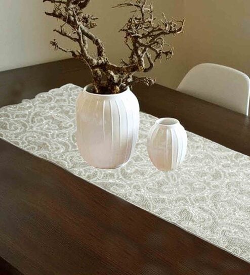 Goldie (34x13) Silver & Grey Cotton Table Runner