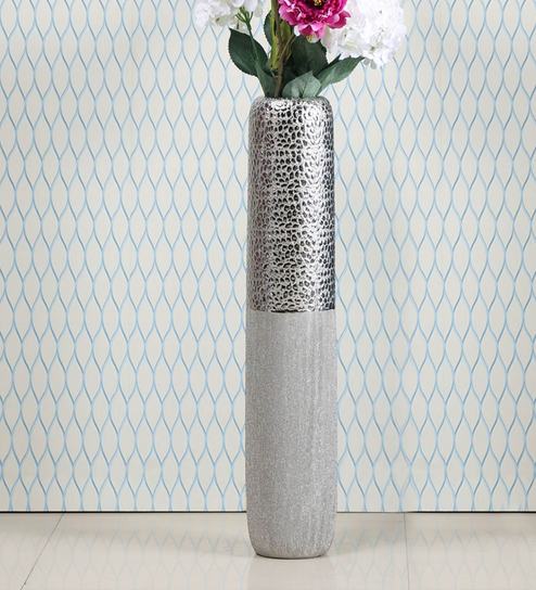 Buy Silver Bullet Tall Ceramic Vase By Home Online Floor Vases