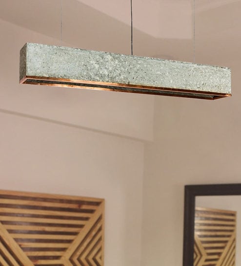 Silver Feather Cement Single Hanging Light