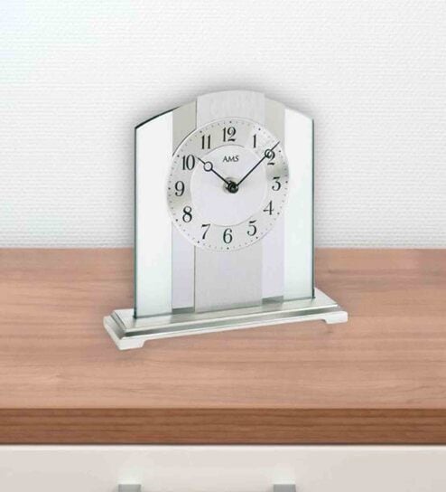 Silver Glass Framed Analog Wall Clock