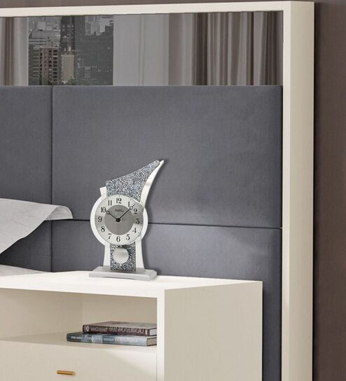 Small Silver & White Glass Table Clock