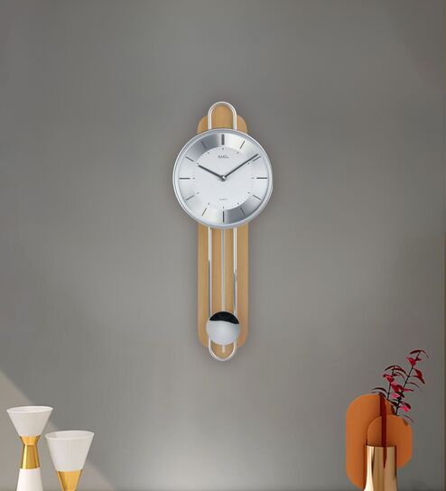 Silver Glass Wall Clock by AMS Clocks