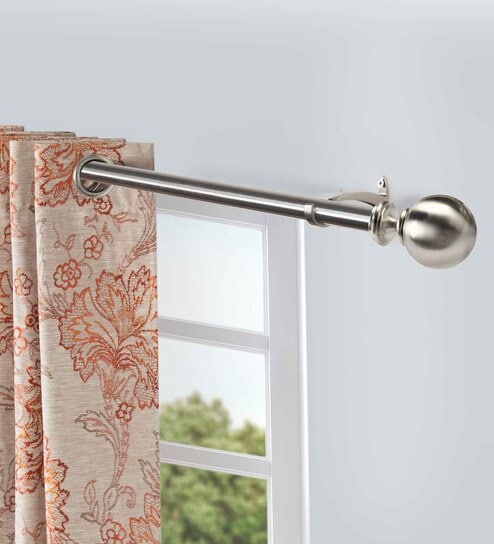 SilverIron Solid (144 Inches) Curtain Rod with Accessories (Pack of 2)