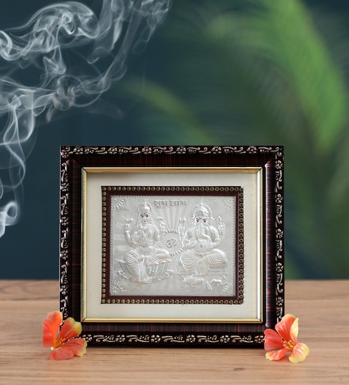 Silver Lakshmi And Ganesha Frame