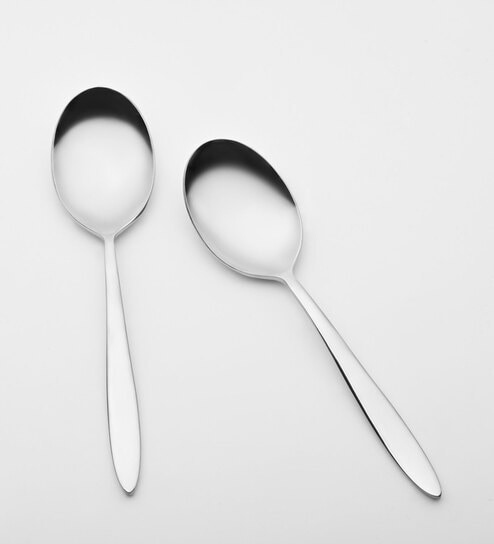 (Set Of 2) Silver Luxe 304 Food Grade Stainless Steel Silver Serving Spoon