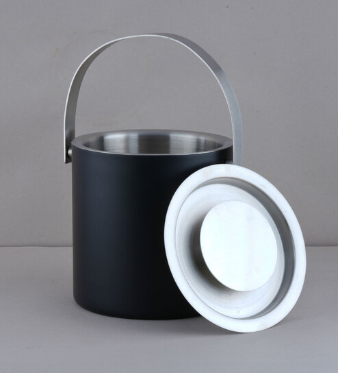 Silver Luxe 306 Food Grade Stainless Steel Black Ice Bucket