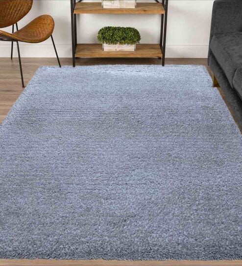 Silver Polyester Shaggy 10' x 8' Hand tufted Carpet By Kaleen India