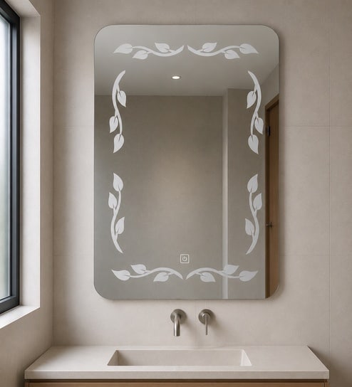 Silver Rectangle Shape LED Wall Mirror