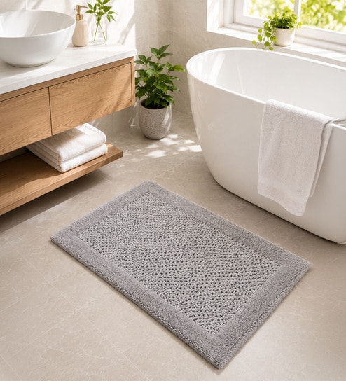 Silver Reversible Cotton Bathmat (40x60 cm)