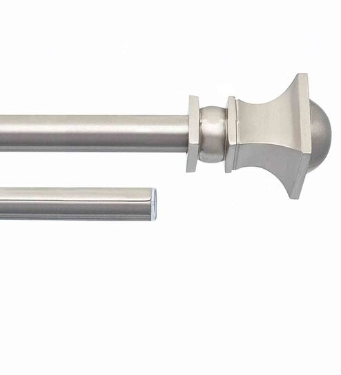 Silver Satin 36 Inch expandable to 66 Inch Stainless Steel Curtain Rod with Bracket