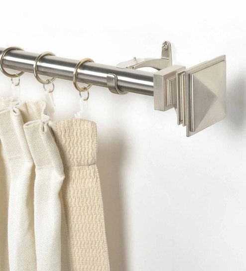 Silver Satin Stainless Steel Curtain Rod (36 -66 Inches) With Bracket by Deco Window