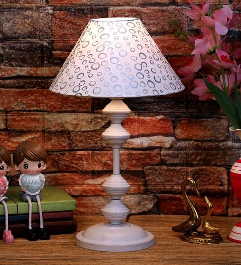 Silver Shade Table Lamp With Metal Base By Foziq