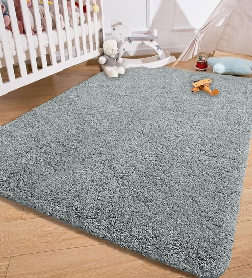 Silver Solid Microfiber 3 X 5 Feet Tufted Carpet