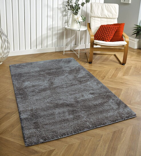 luxe home international Silver Solid Microfiber 6 X 7 Feet Tufted Carpet-picture-27
