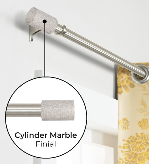 Silver Stainless Steel Solid (144 Inches) Curtain Rod with Accessories