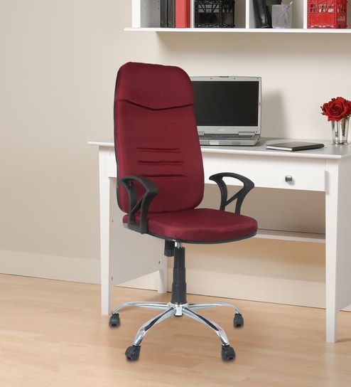 Simmon Ergonomic Chair In Red Colour By Furniease