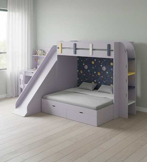 SimpleSlides Bunk Bed With Slide In Grey Colour