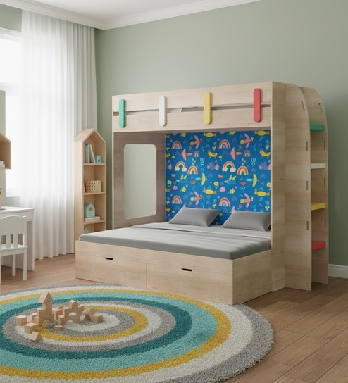 SimpleSteps Bunk Bed With Ladder and Drawer Storage In Blue Colour