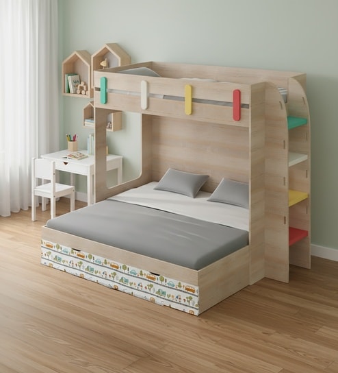 SimpleSteps Bunk Bed With Ladder and Drawer Storage In Oak Colour