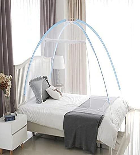 Single Bed Polyester Mosquito Net In Blue