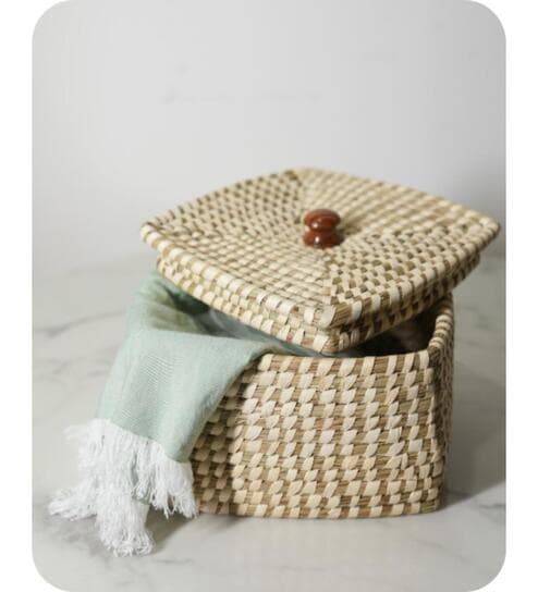 Single Natural Sabai Grass Urban Weave Box Organizers