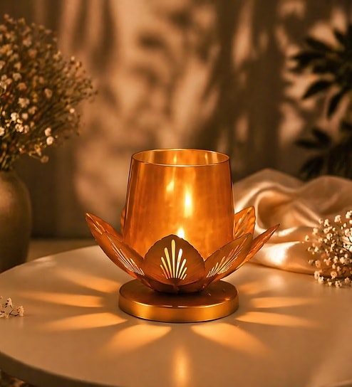 Golden Metal Single Votive Tea Light Holder