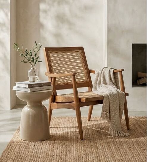 Sinni 1 Seater Teak Wood Sofa In Natural Finish