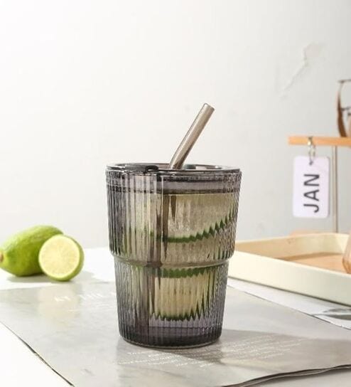 Sipper Glass Lining Mug 400ML Black | Premium Leak-Proof Travel Mug | Stylish Heat-Resistant Glass Cup with Lid for Tea, Coffee & Juice | Durable, Portable Drinkware