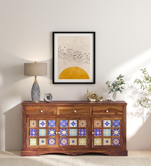 Siramika Sheesham Wood Sideboard In Provincial Teak Finish