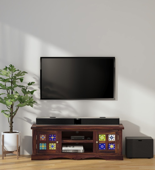 Siramika Sheesham Wood TV Console in Provincial Teak Finish for TVs up to 50"