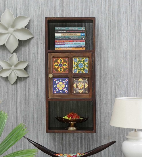 Siramika Sheesham Wood Book Shelf In  Provincial Teak Finish