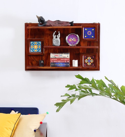 Siramika Sheesham Wood Book Shelf in Honey Oak Finish by Wooden Mood