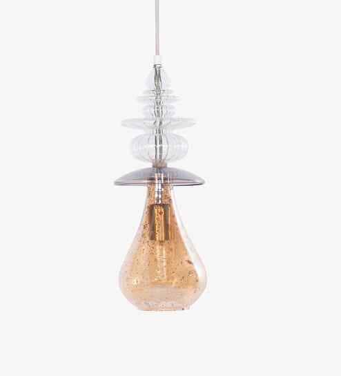 Sitara Glass Hanging Lamp Gold Small