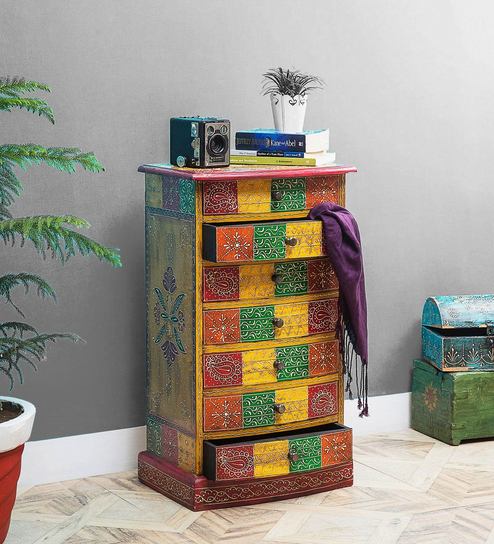 Buy Sitra Hand Painted Chest Of Drawers By Mudramark Online