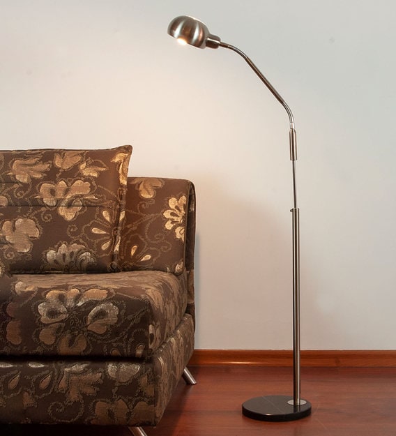 gold and silver floor lamp