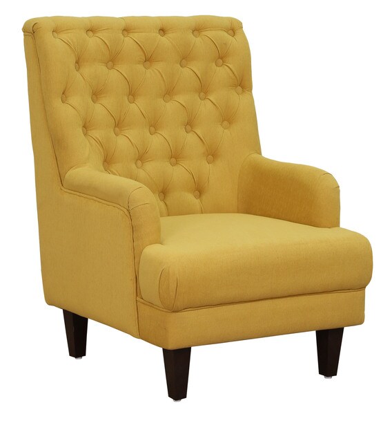 Buy Simon Lounge Chair in Mustard Yellow Colour CasaCraft By