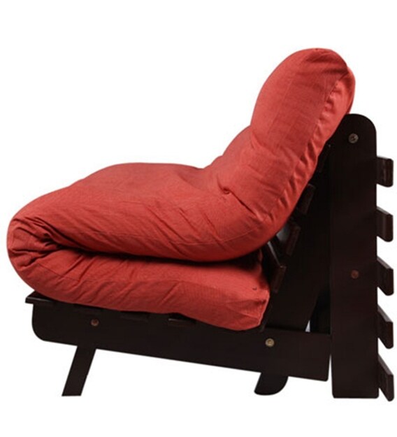 Buy Single Futon Sofa cum Bed with Mattress in Red Colour by ARRA
